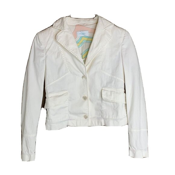 Emilio Pucci Jackets & Blazers - Emilio Pucci Firenze Jacket Womans Size 10 White Denim Stretch Made in Italy